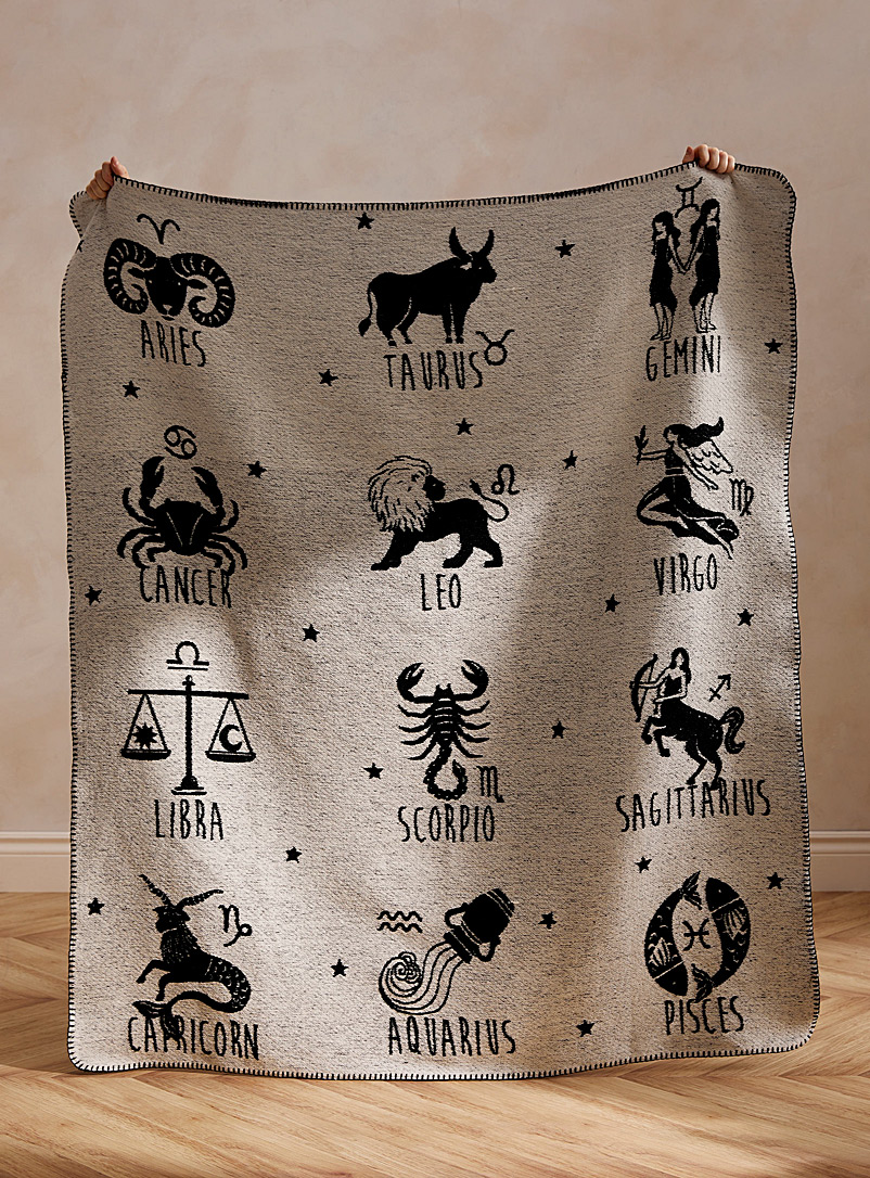 Simons Maison Black and White Astrological signs reversible throw 130 x 150 cm