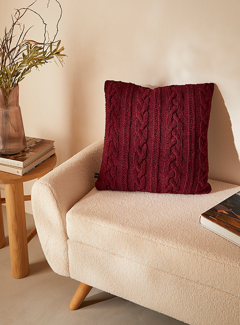 Simons Maison Ruby Red Chenille knit cushion 45 x 45 cm