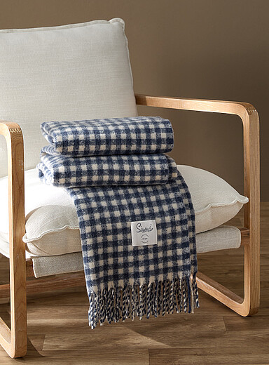 Gingham check faux-mohair throw 130 x 170 cm