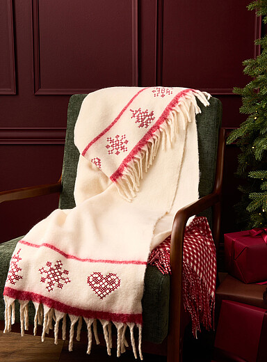 Cross-stitch faux-mohair throw 130 x 170 cm Christmas Collection