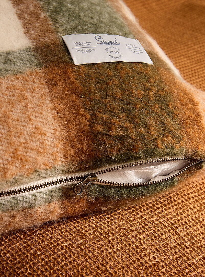 Red and orange checkers faux-mohair removable-cover cushion 50 x 50 cm product image 3