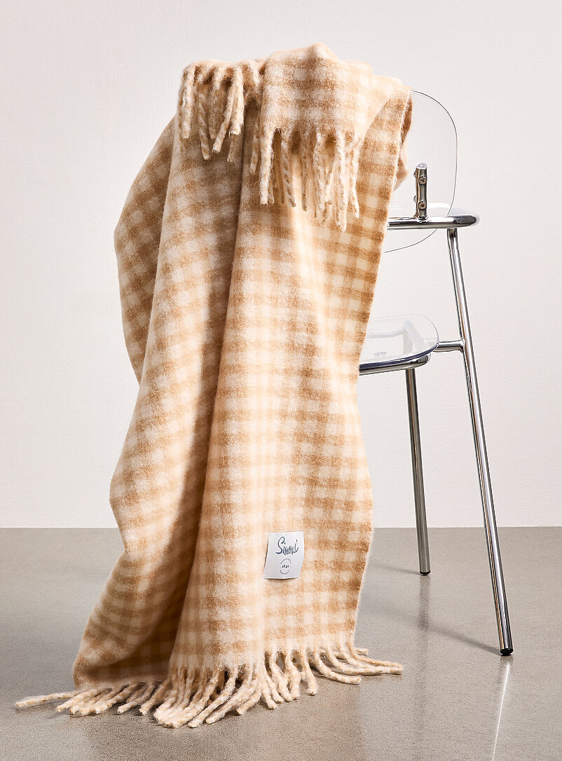 Gingham Check Faux-Mohair Throw 130 X 170 Cm