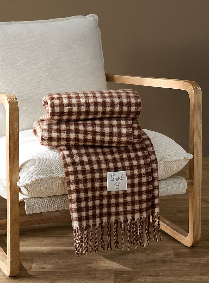 Gingham Check Faux-Mohair Throw 130 X 170 Cm