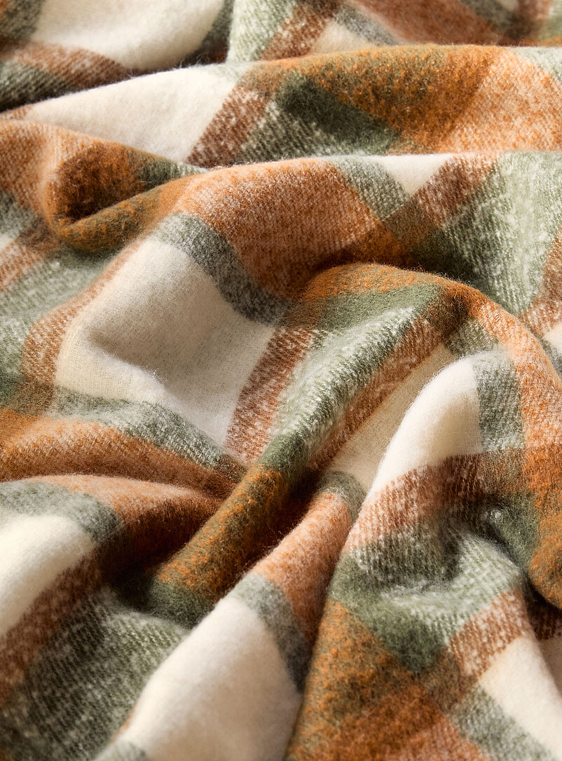 Orange and green check faux-mohair throw 130 x 170 cm product image 2