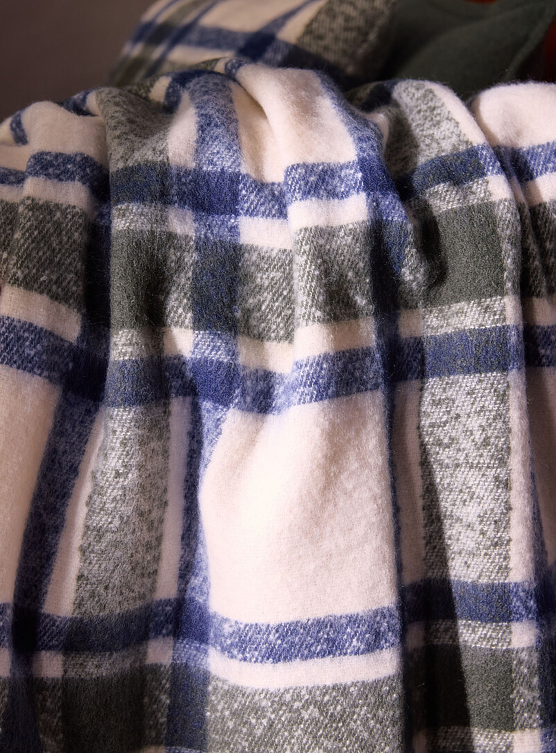 Navy blue and forest green checkers faux-mohair throw 130 x 170 cm product image 2