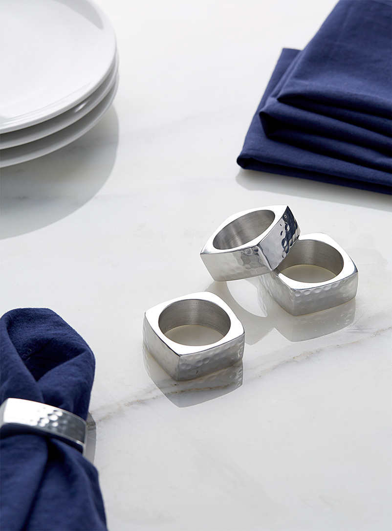 Simons Maison Silver Urban square napkin rings Set of 4