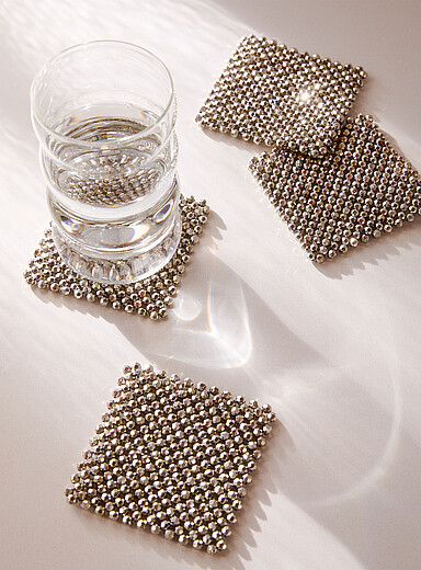 Simons Maison: Les sous-verres billes disco Ensemble de 4 Argent
