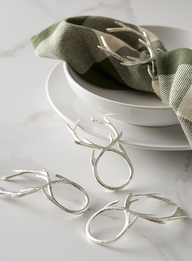 Simons Maison Silver Royal antler napkin rings Set of 4