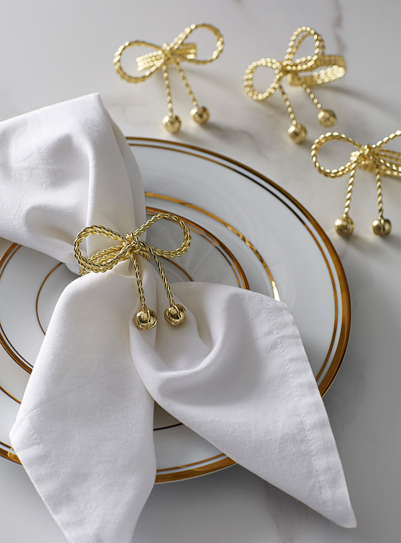 Simons Maison Gold Twisted bows napkin rings Set of 4