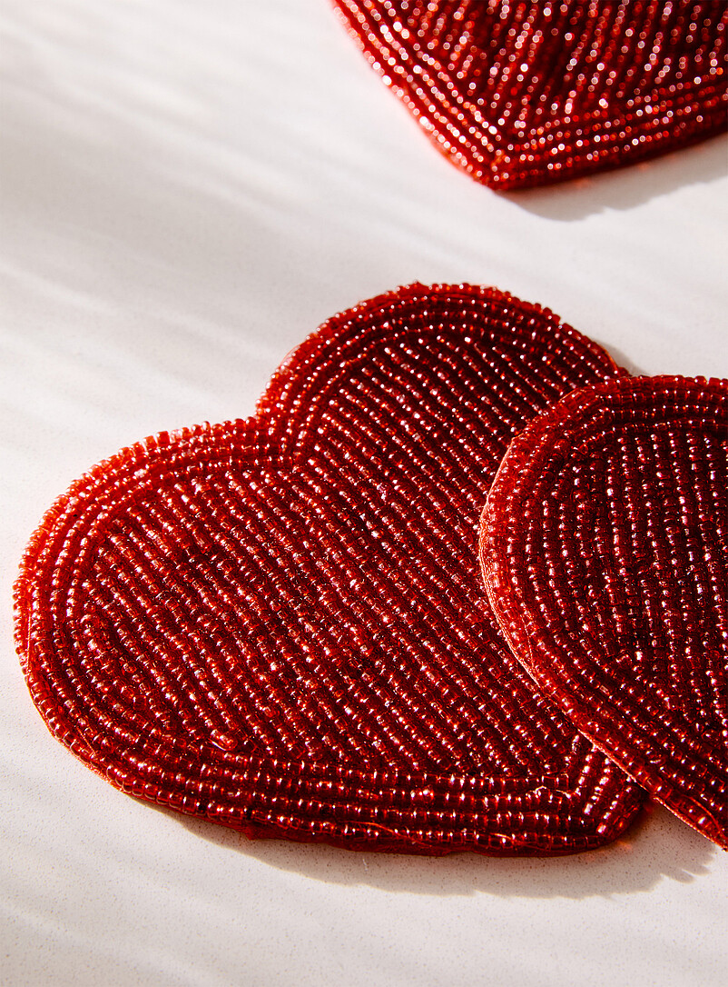 Red heart beads coasters Set of 4 product image 2