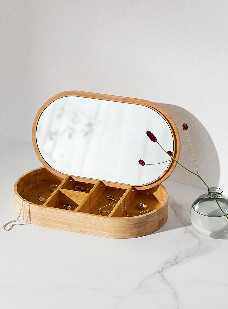 La boîte à bijoux bambou avec miroir intégré, Simons Maison