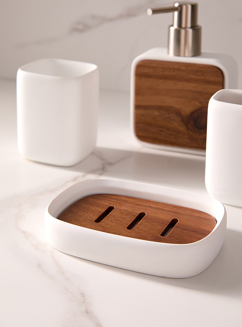 Simons Maison: Les accessoires bois d'acacia et r&eacute;sine Blanc