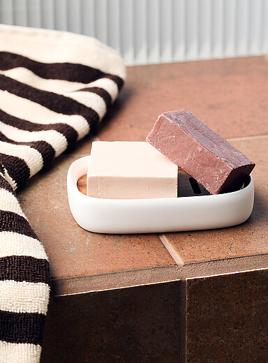 Acacia wood and resin soapdish