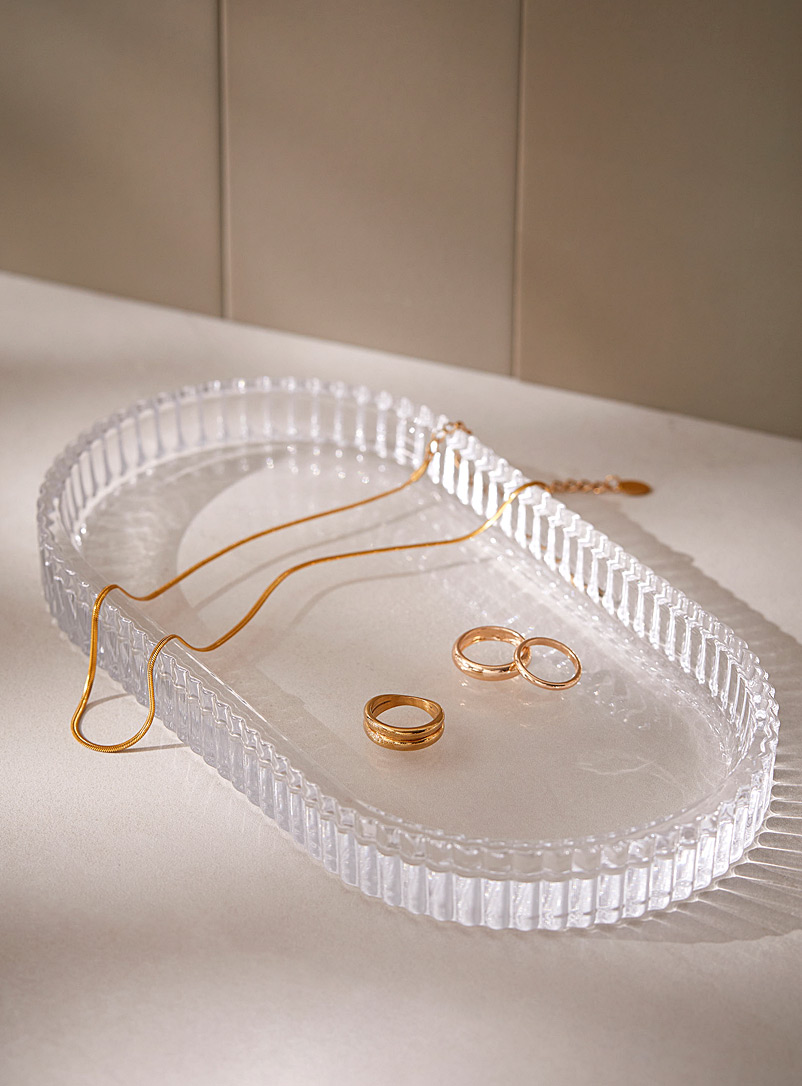 Simons Maison: Le plateau ovale verre transparent Assorti