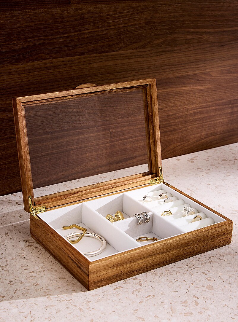 Acacia wood rectangular jewellery box product image (primary)