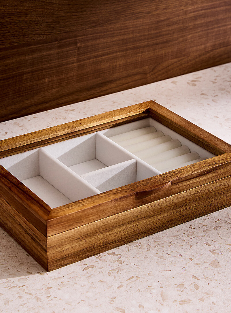 Acacia wood rectangular jewellery box product image 2