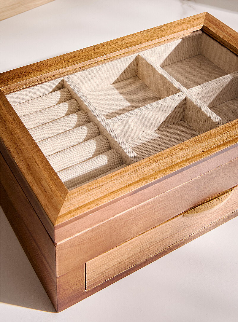 Acacia wood two-tiered jewellery box product image 2