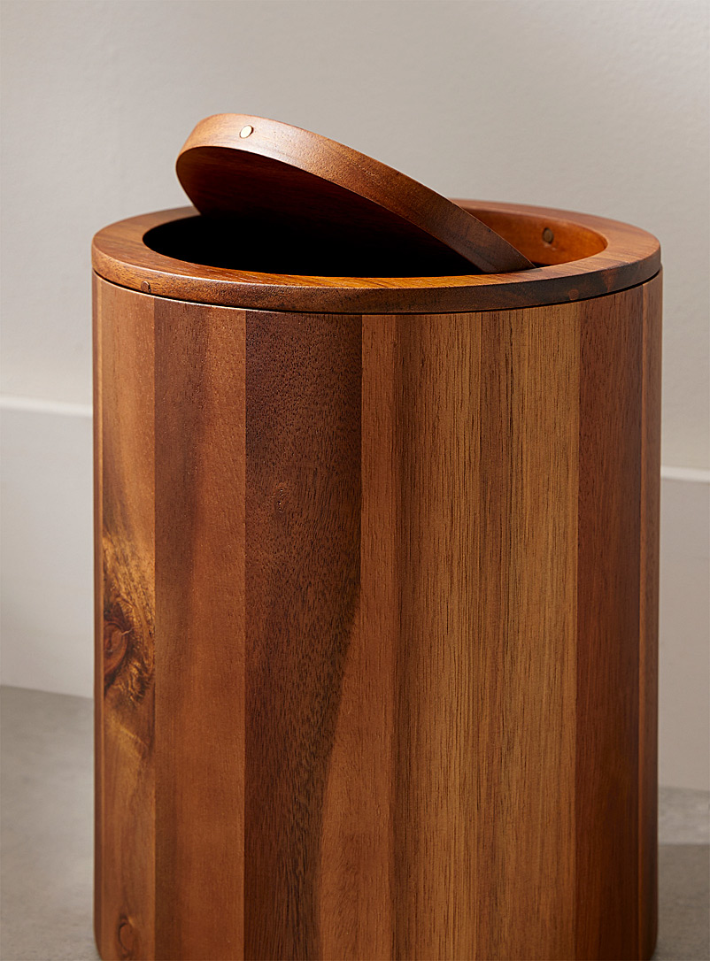 Acacia wood wastebasket product image 2