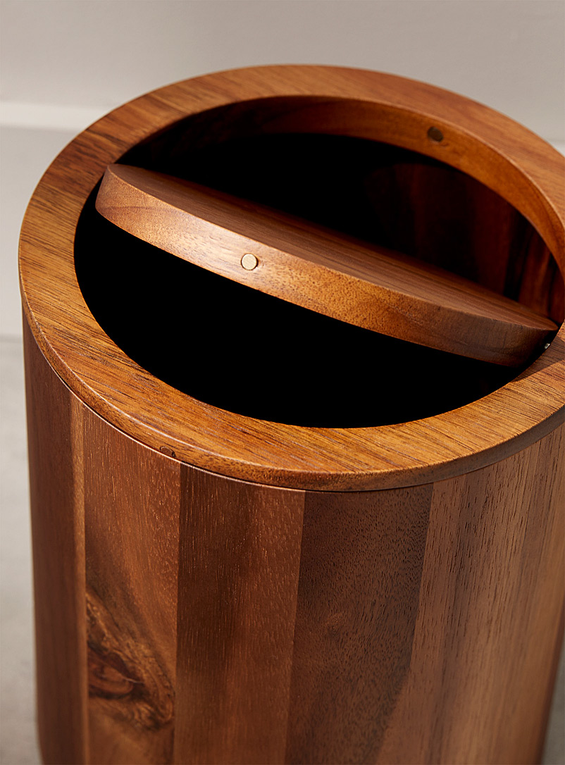 Acacia wood wastebasket product image 3