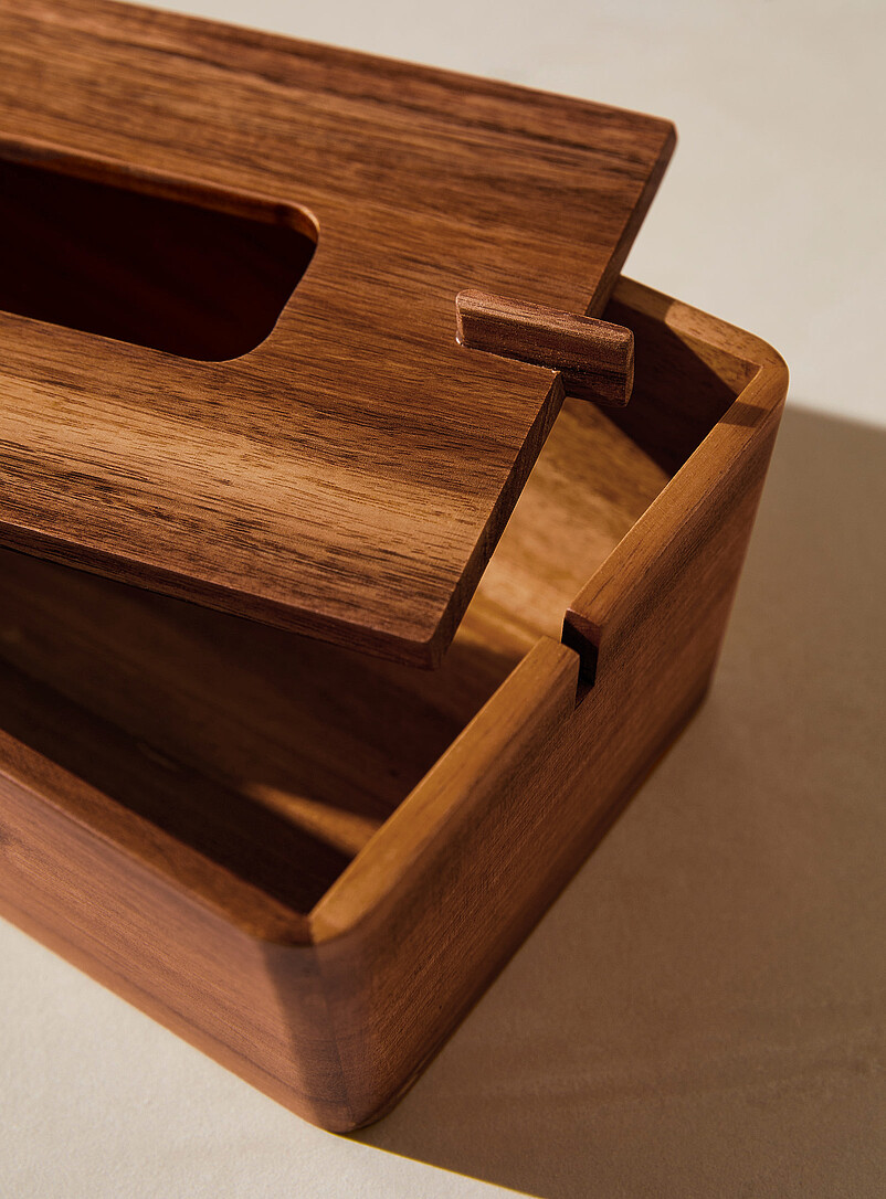 Acacia wood tissue box product image 2