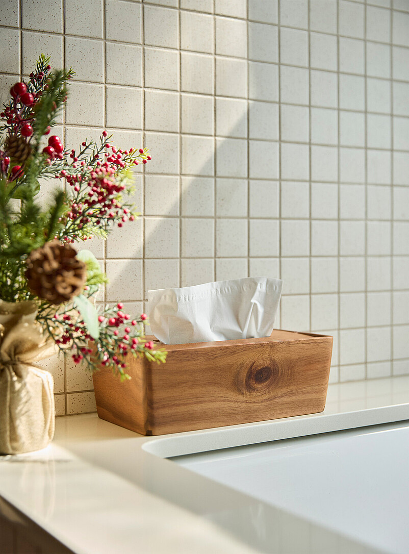 Acacia wood tissue box product image 3