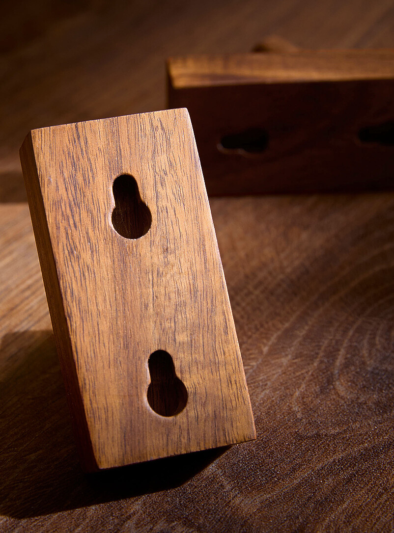 Acacia wood wall-mounted hooks Set of 3 product image 3