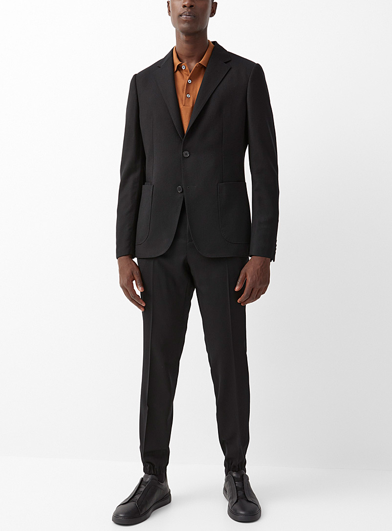 Zegna Black Techmerino black suit for men