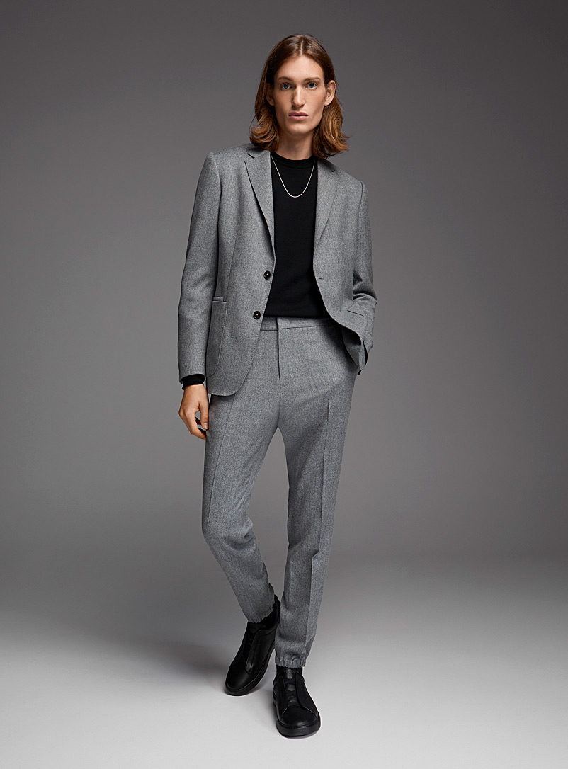 Zegna Grey Techmerino flannel grey suit for men