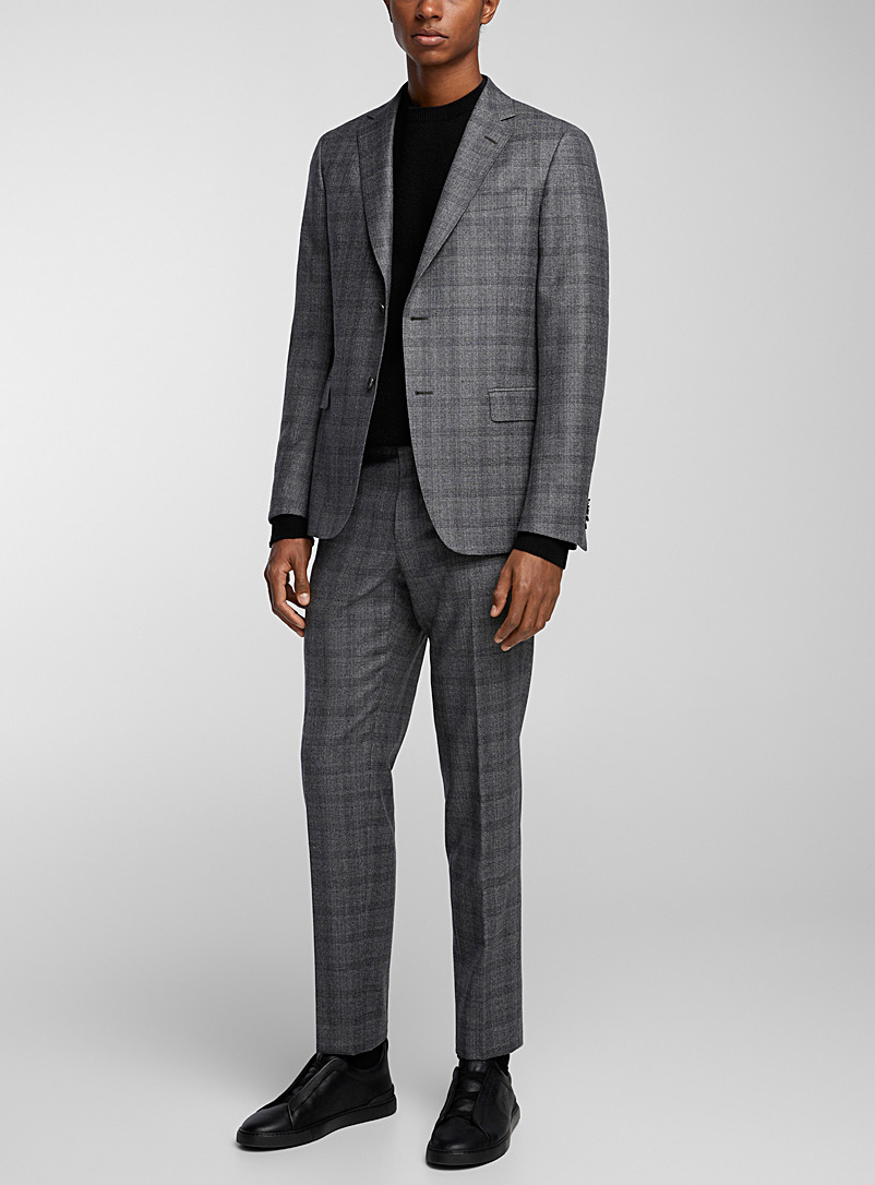 Zegna Grey Faded checkers grey suit for men