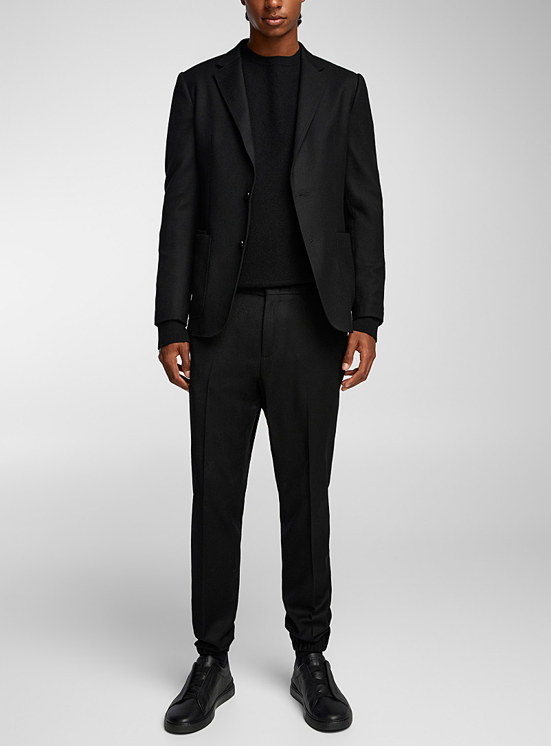 Zegna Black Techmerino black suit for men