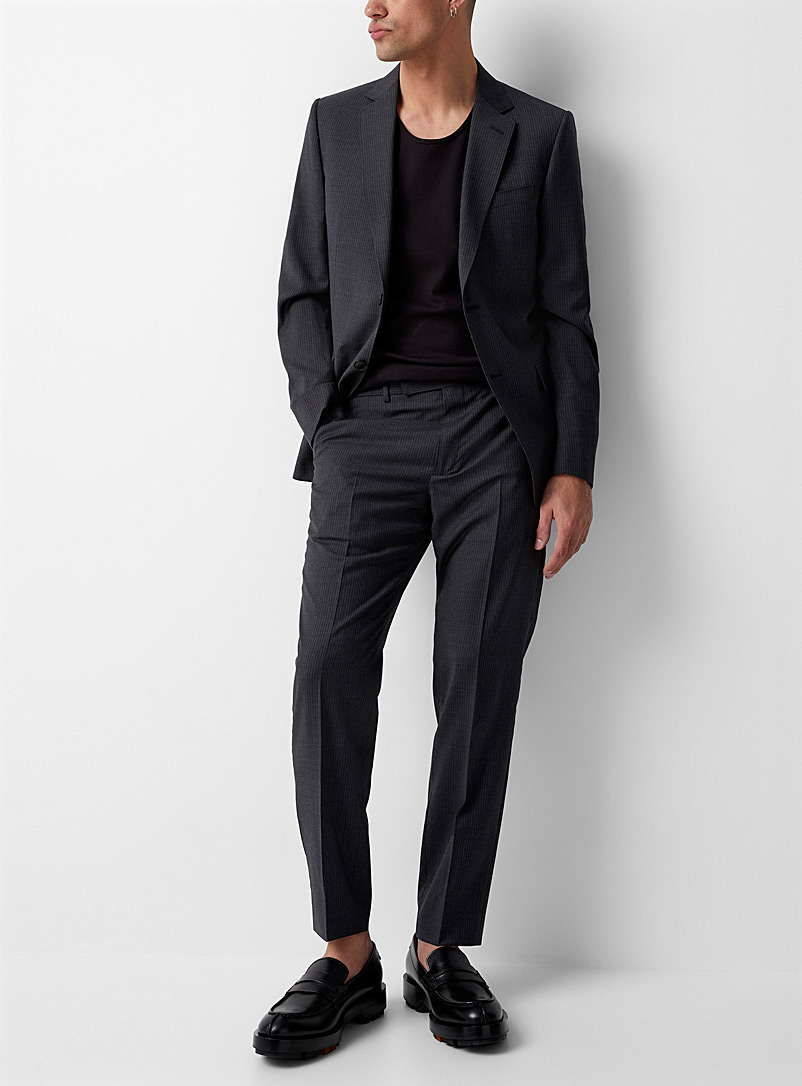 Zegna Black Thin stripes anthracite suit for men