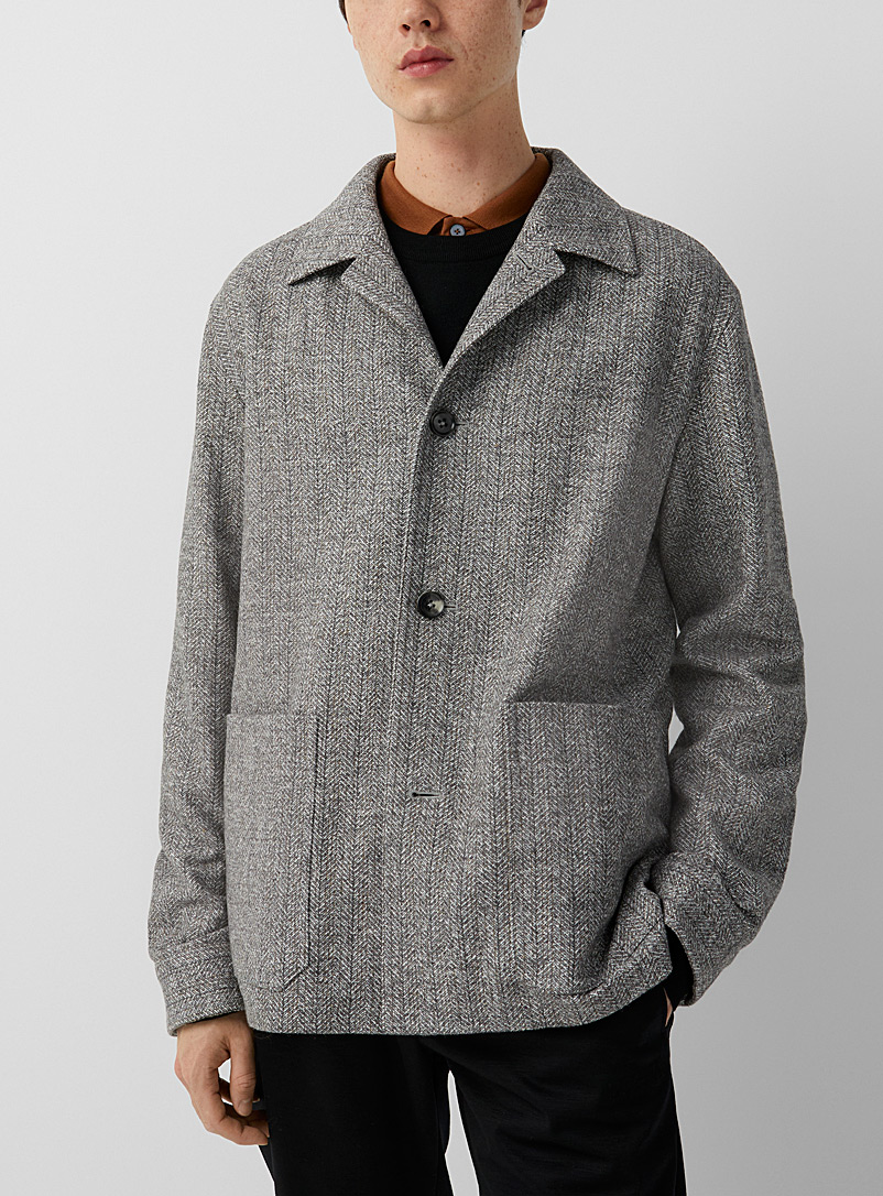 Zegna Grey Herringbone soft wool jacket for men