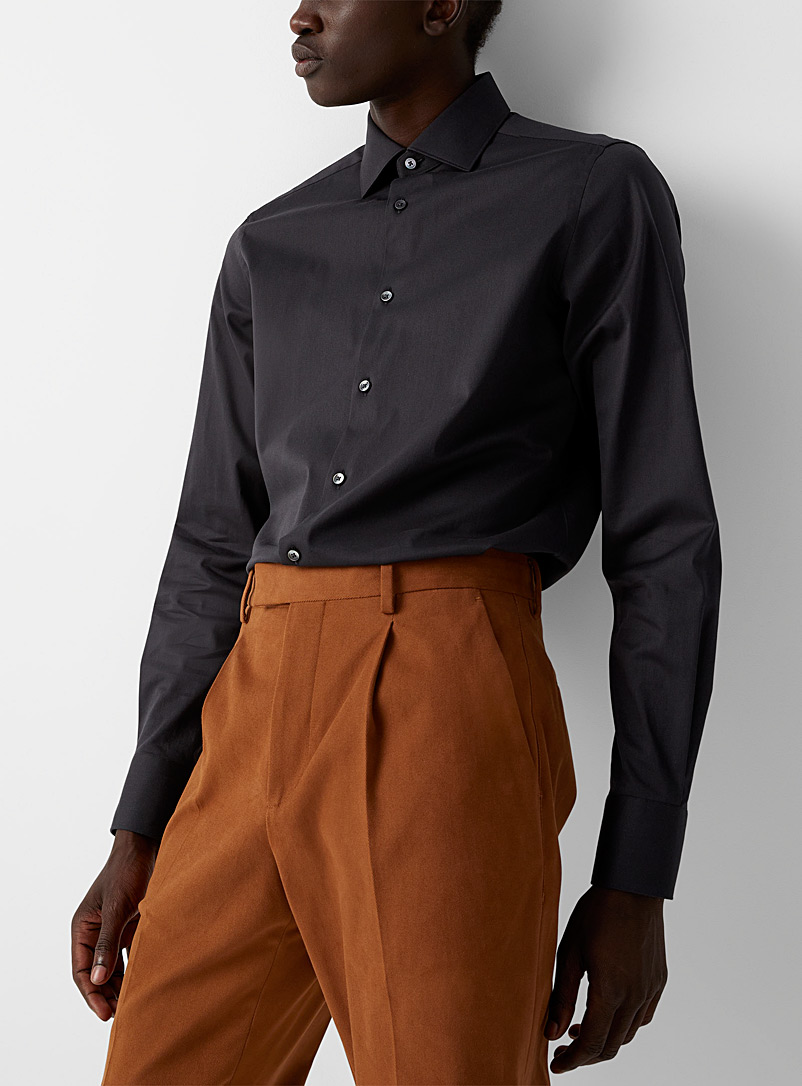 Zegna Black Stretch cotton twill shirt for men