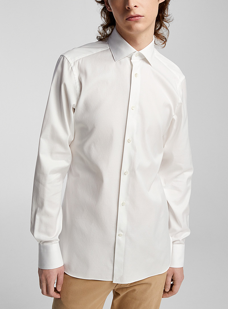 Zegna White Stretch piqué cotton shirt for men