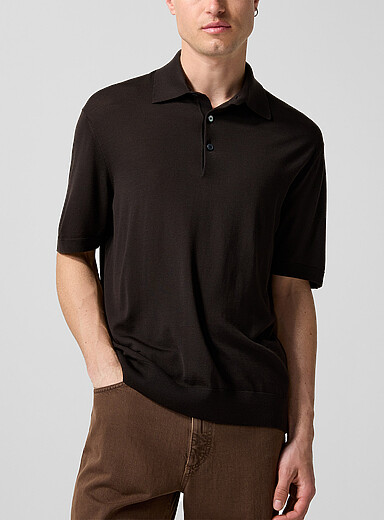 Zegna: Le polo tricot pure laine Brun pour homme