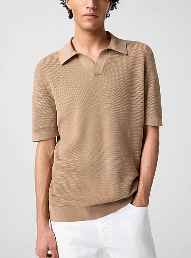 Le polo jacquard textur&eacute; col Johnny