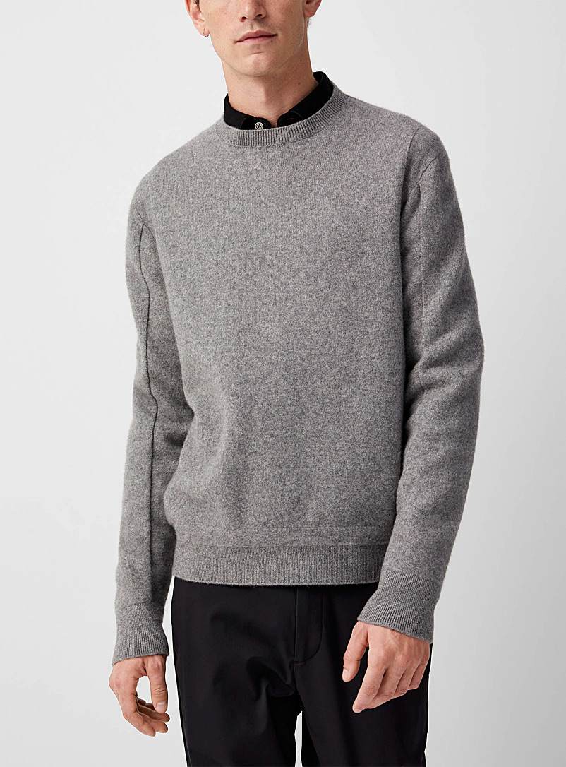 Zegna Grey Vertical lines wool sweater for men
