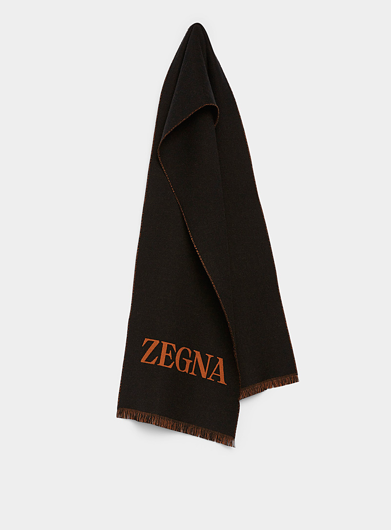Zegna: L'écharpe signature accent Noir pour homme