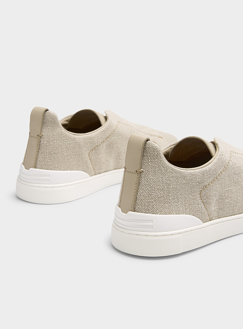 Zegna: Le sneaker Triple Stitch<sup><small>MC</small></sup> toile Homme Blanc cass&eacute; pour homme