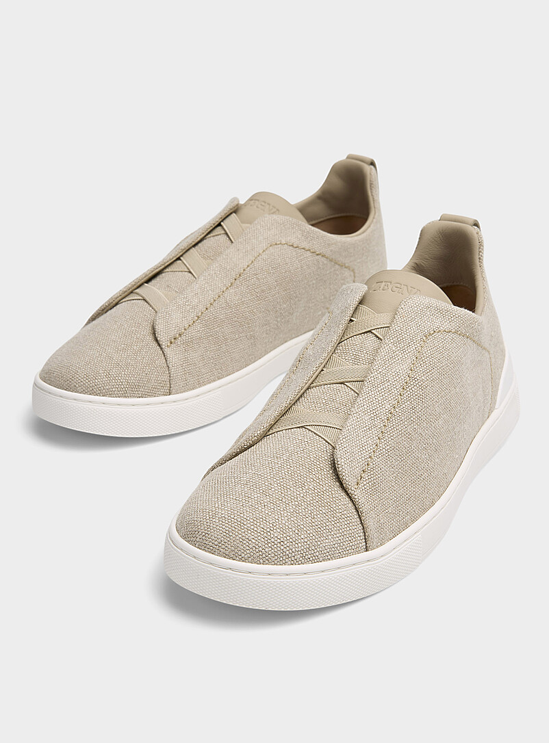 Zegna: Le sneaker Triple Stitch<sup><small>MC</small></sup> toile Homme Blanc cass&eacute; pour homme