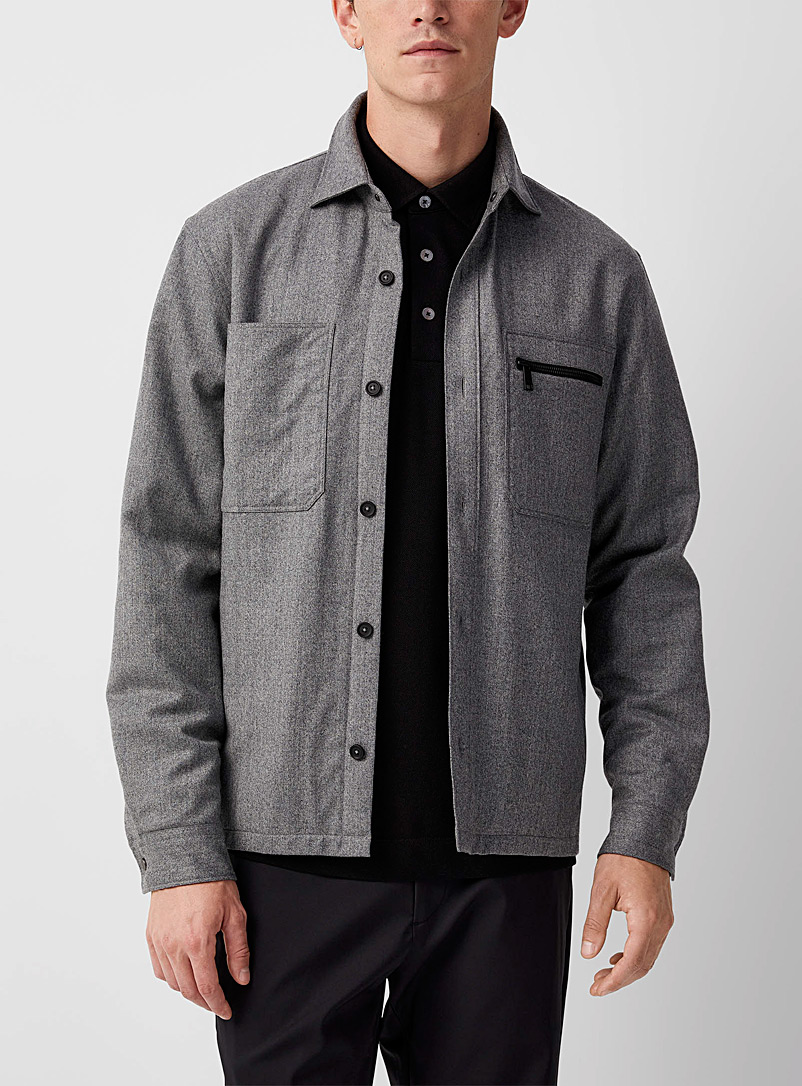 Zegna Grey Techmerino wool overshirt for men