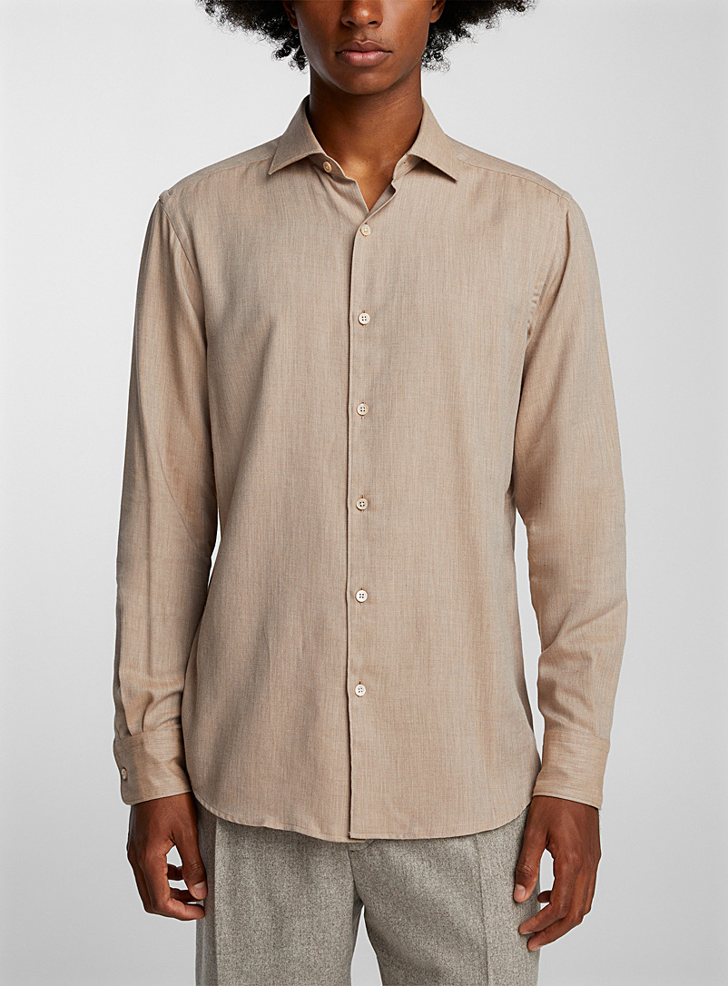 Zegna Ivory White Cotton and cashmere shirt for men