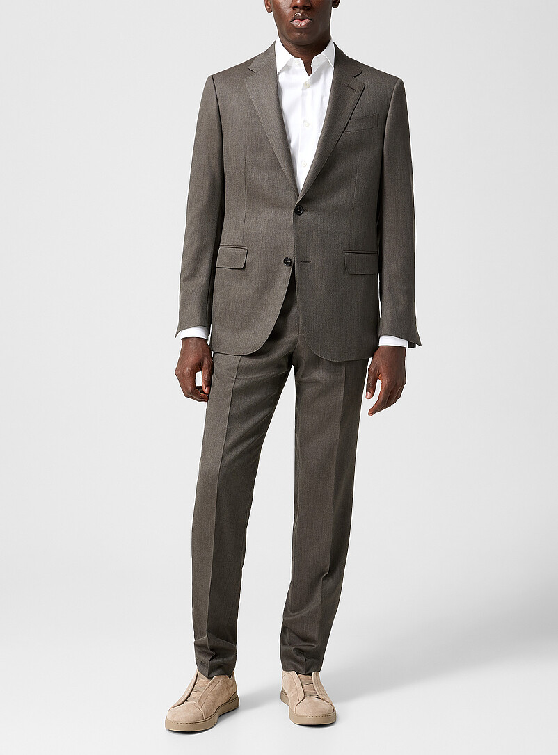 Taupe Wool And Silk Suit