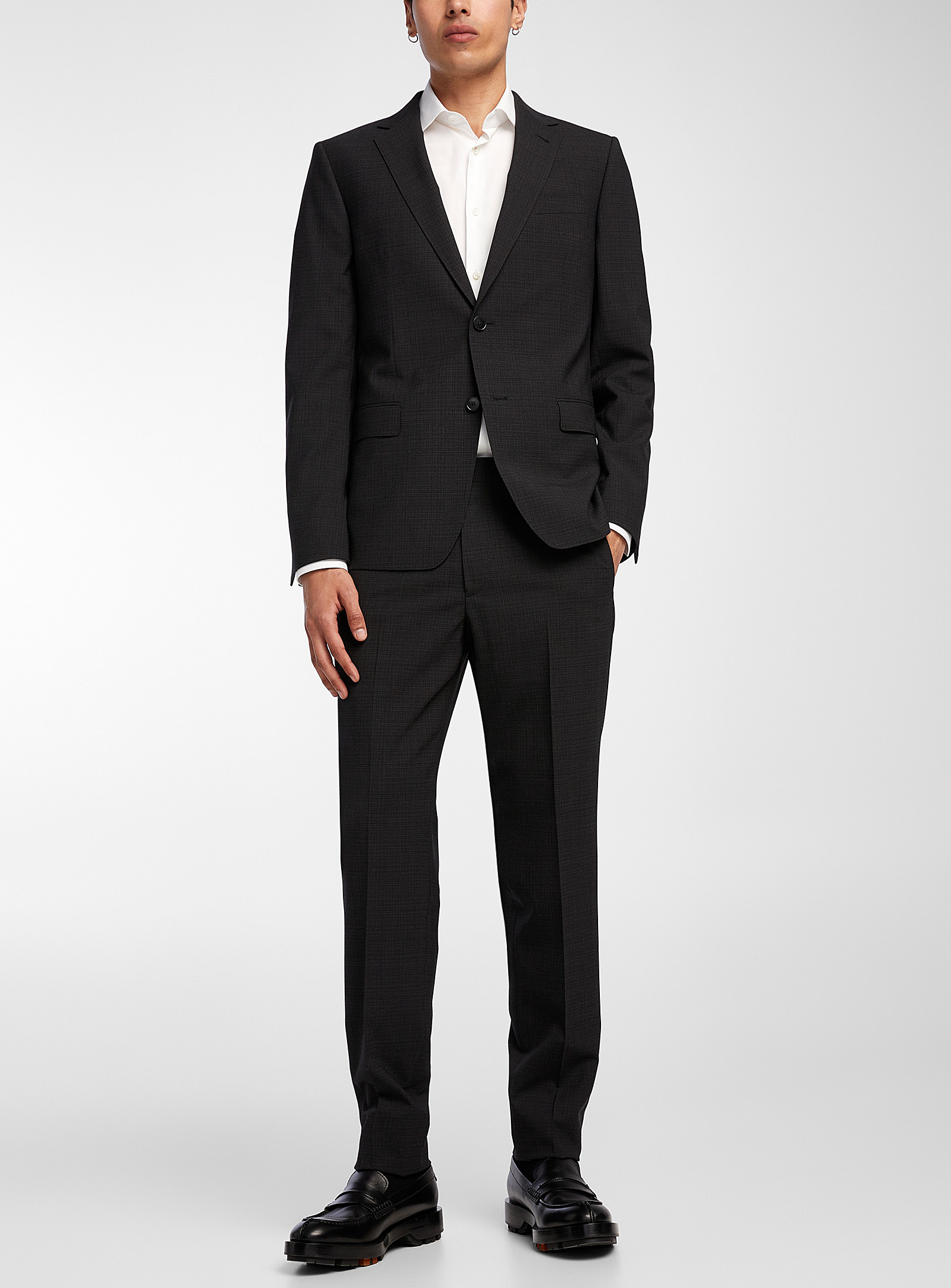Zegna Engraved Mini-checkers Suit In Black