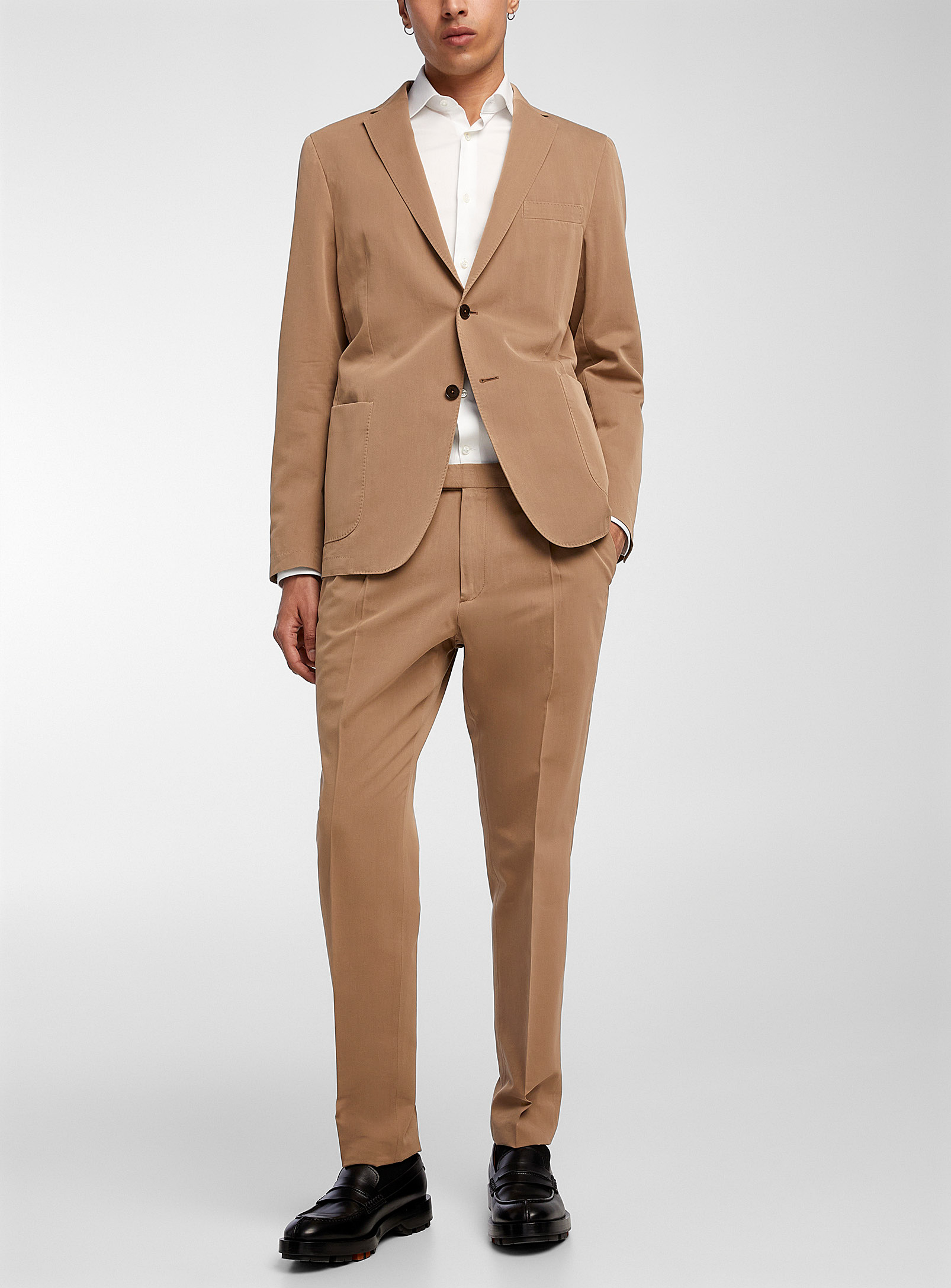 Zegna Cotton And Silk Plain Suit In Ivory/cream Beige
