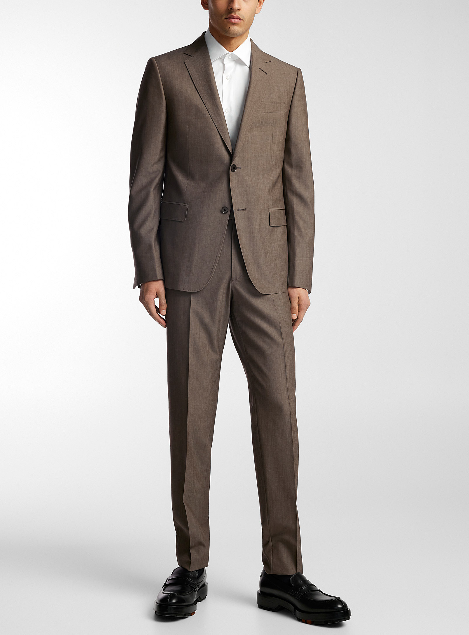 Zegna Minimalist Plain Suit In Brown