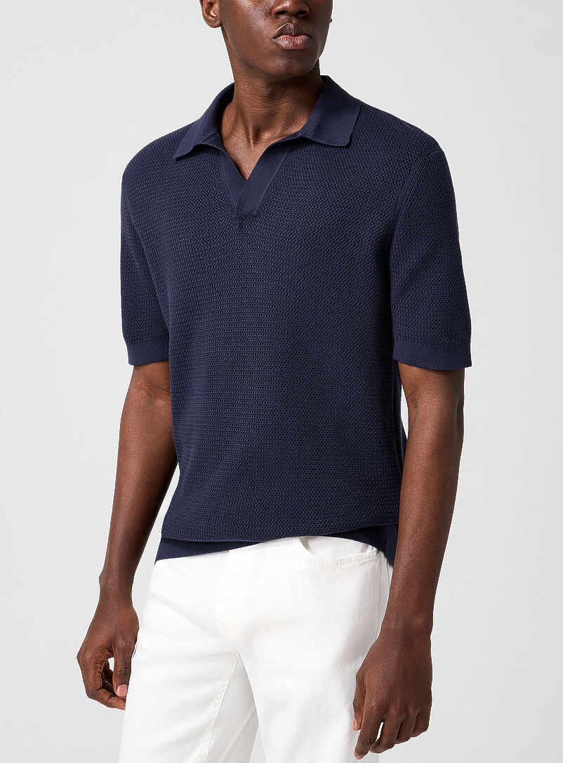 Johnny collar textured jacquard polo shirt product image (primary)