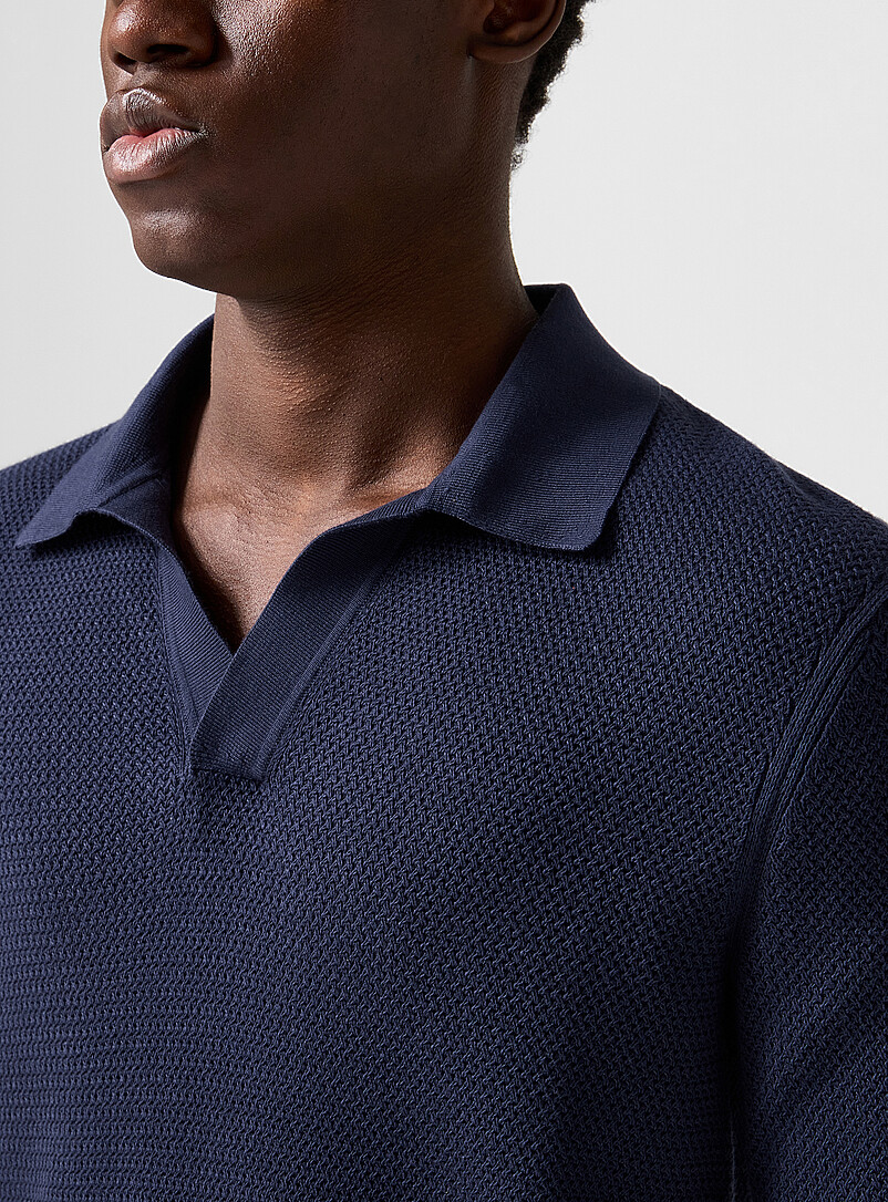 Johnny collar textured jacquard polo shirt product image 2