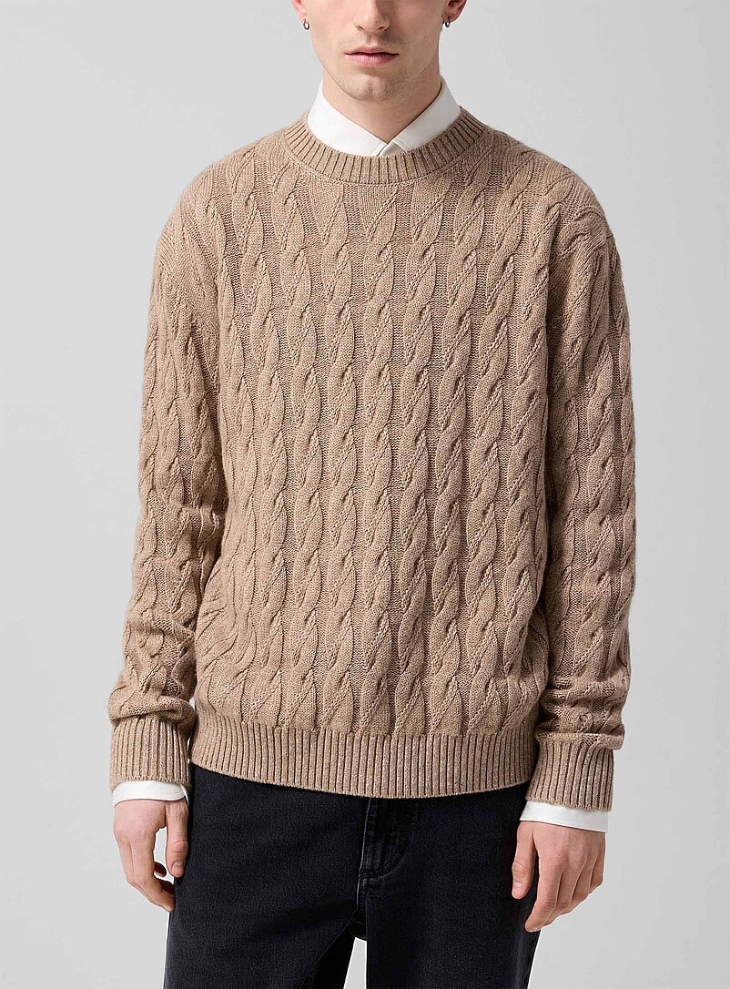 Linen-Cashmere Blend Cable-Knit Sweater