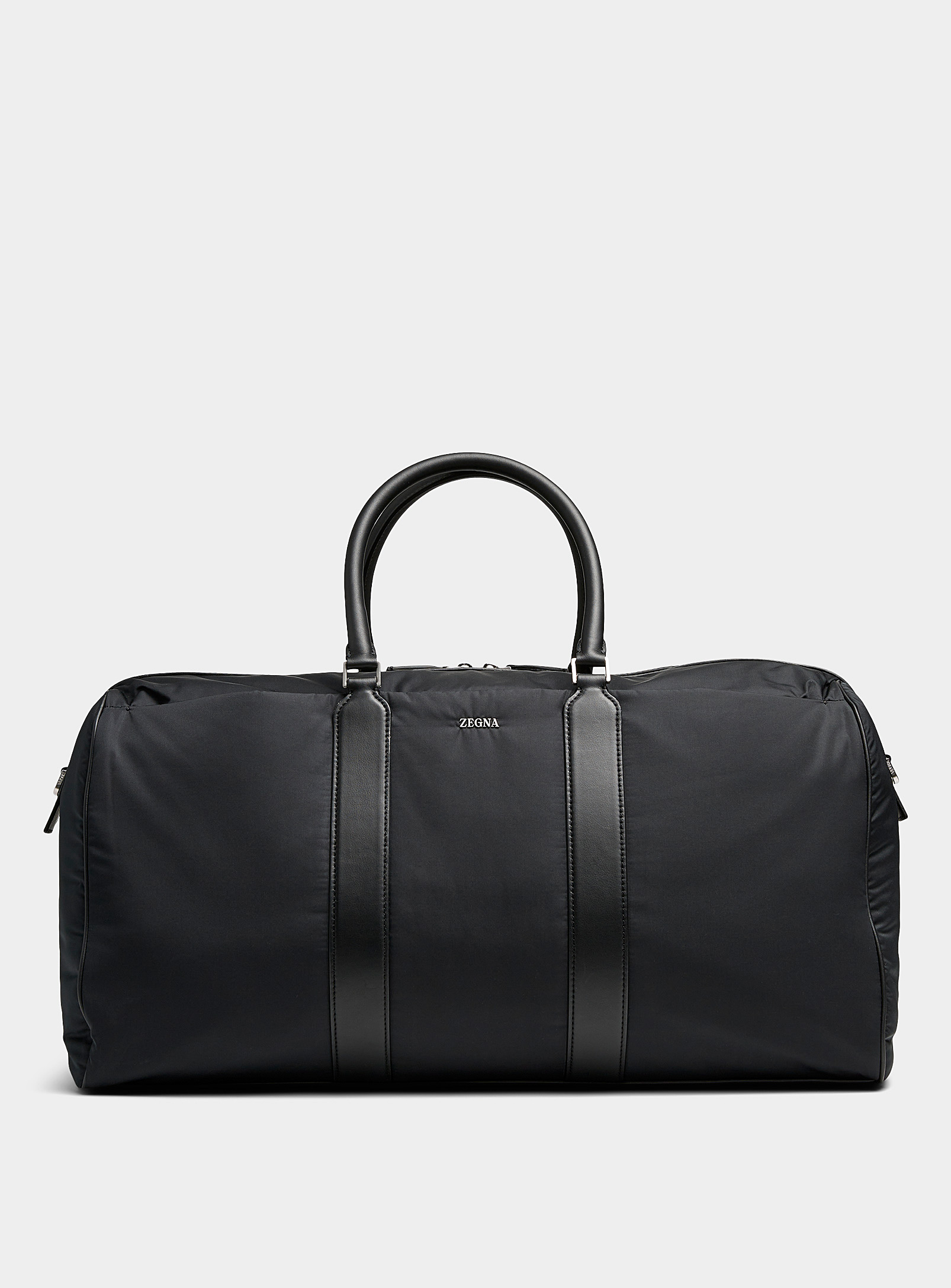 Zegna Nubuck-leather Holdall Bag In Black